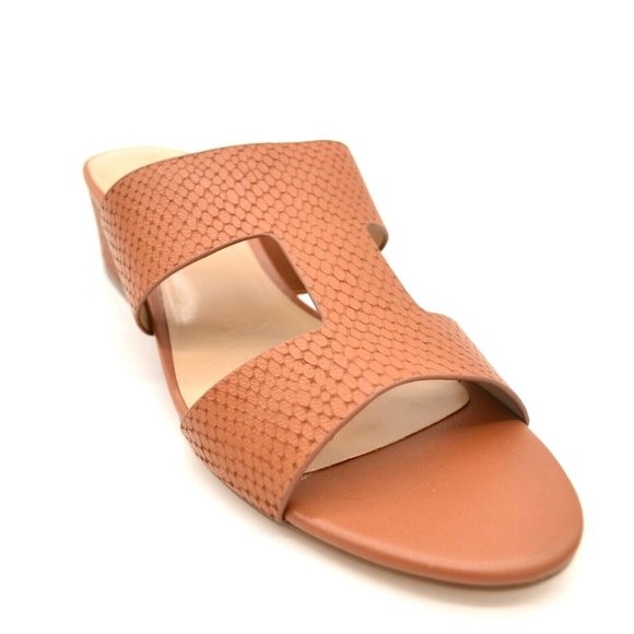 H by Halston Womens Regan Slide Sandal 8M brown Leathr CushionInsole NWOT W/box - Picture 1 of 5